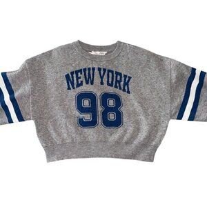 Gray Cropped Varsity Sweater Women’s Large Vine and Valley NWT